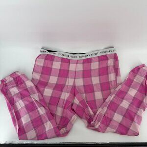 Victoria’s Secret Pink Plaid Pajama Pants Lounge Sleepwear Logo Waist Size M